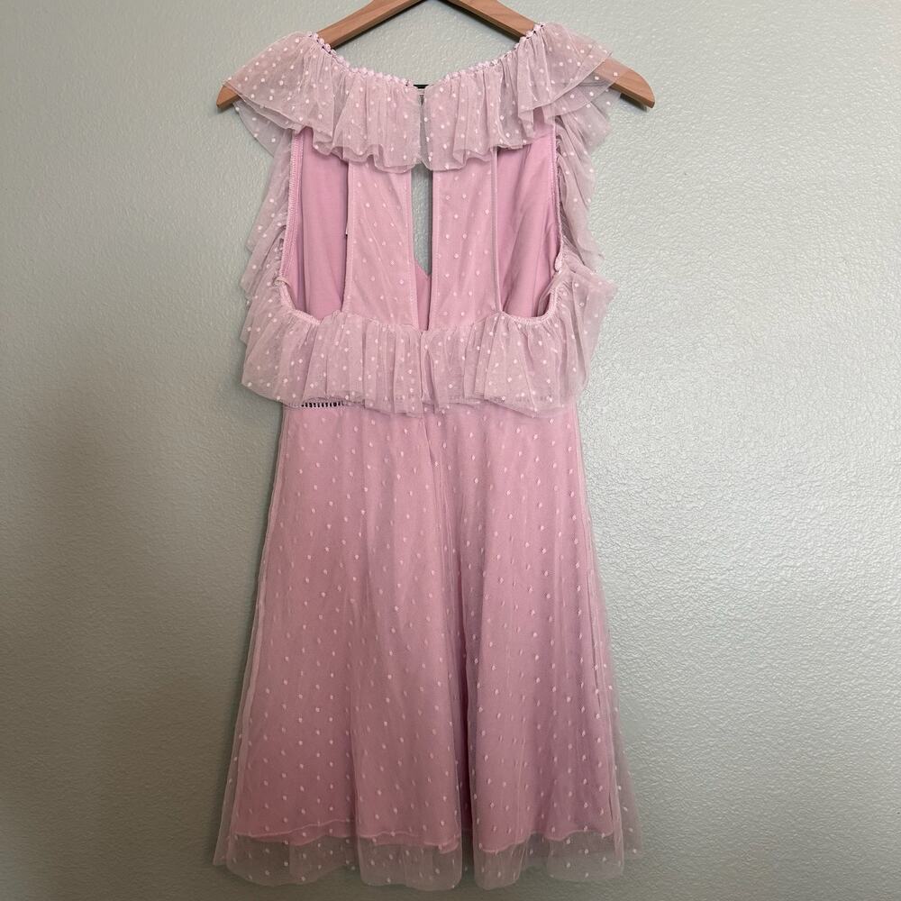 nwt new gianni bini pink lace ruffle polka dot mini dress size small - Picture 2 of 3
